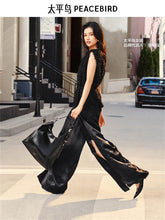 Women's Textured Jacquard Acetate Wide-Leg Pants